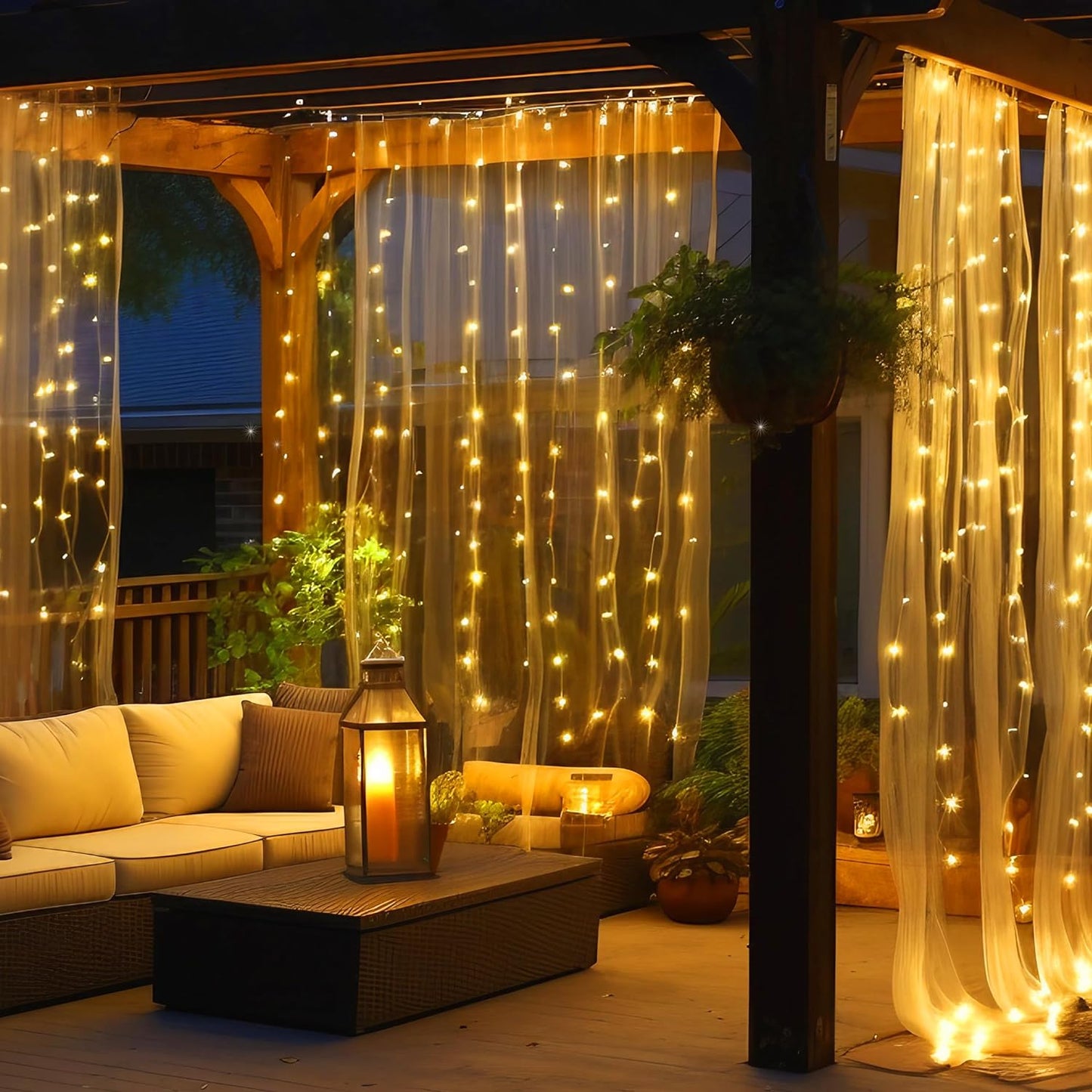 200/300 LED USB Curtain Fairy String Lights with 8 Modes Remote Control Timer_5