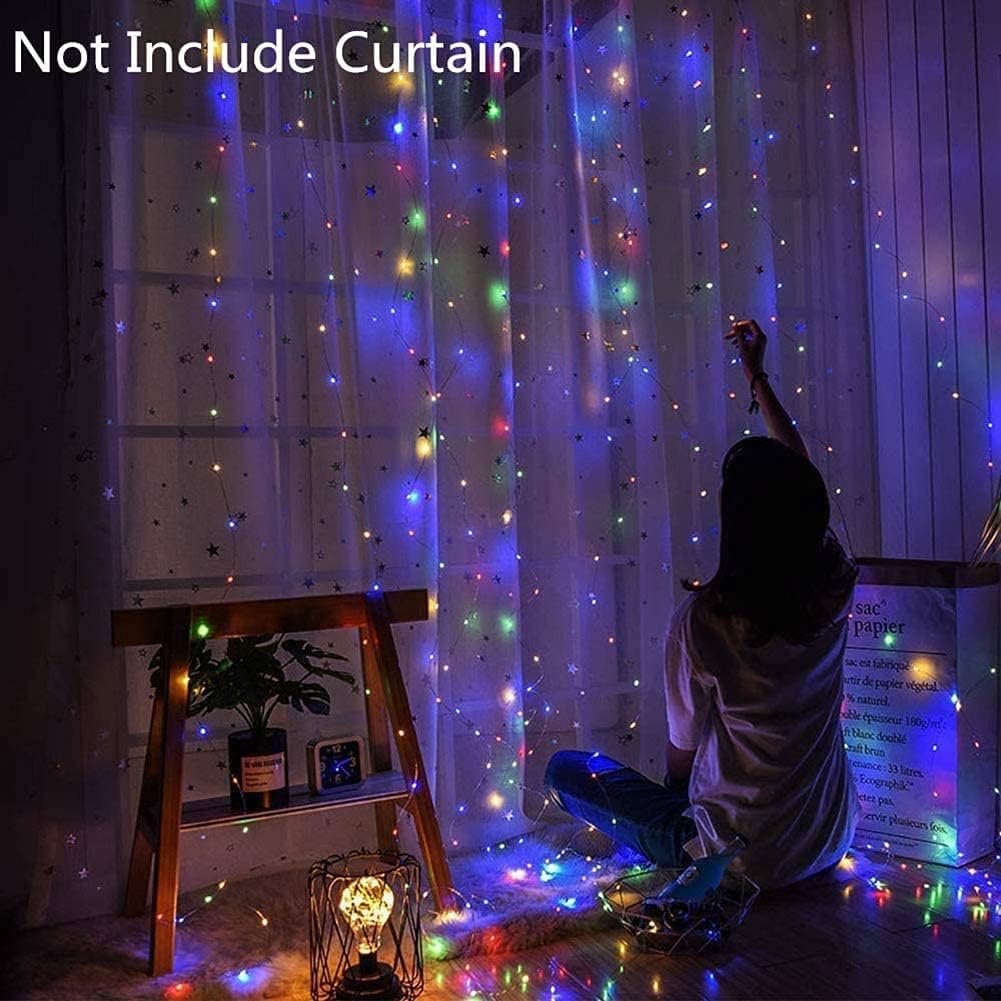 200/300 LED USB Curtain Fairy String Lights with 8 Modes Remote Control Timer_6