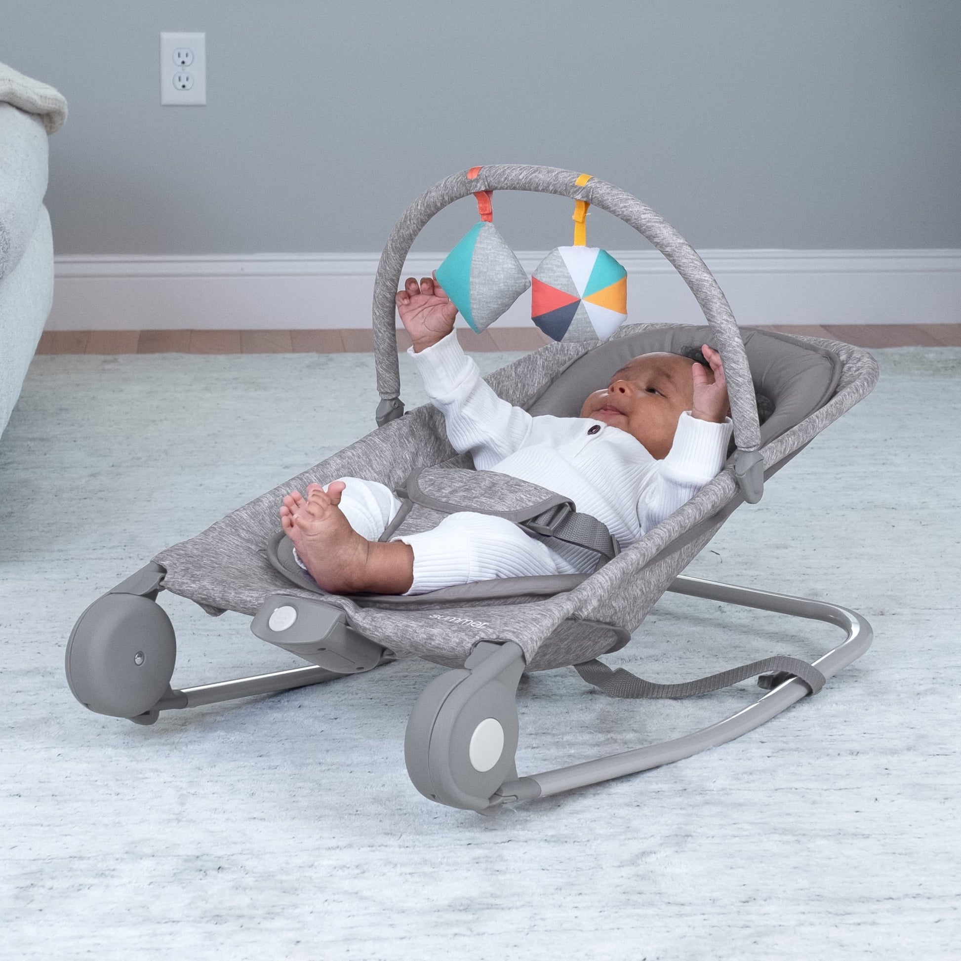 Summer by  2-In-1 Baby Bouncer & Rocker Duo, Light Gray Tweed