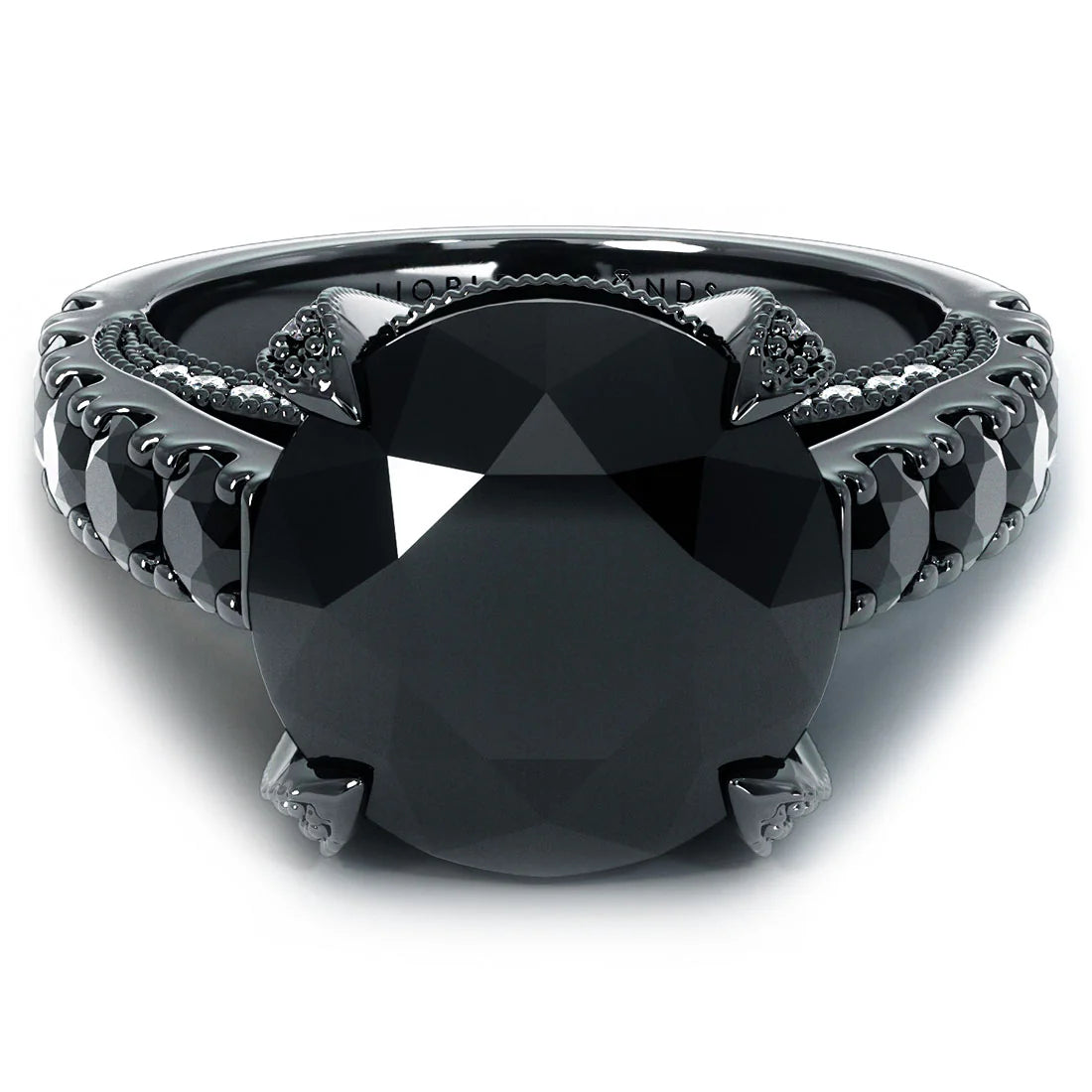 7.05 Carat Certified Natural Black Diamond Engagement Ring 14K Black Gold