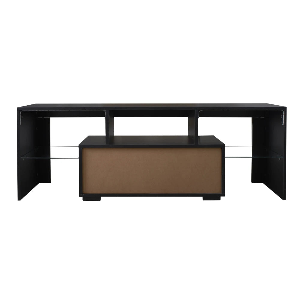 Entertainment TV Stand Large TV Stand 130×35×45CM TV Base Stand with LED Light TV Cabinet Black/White[Us-Stock]