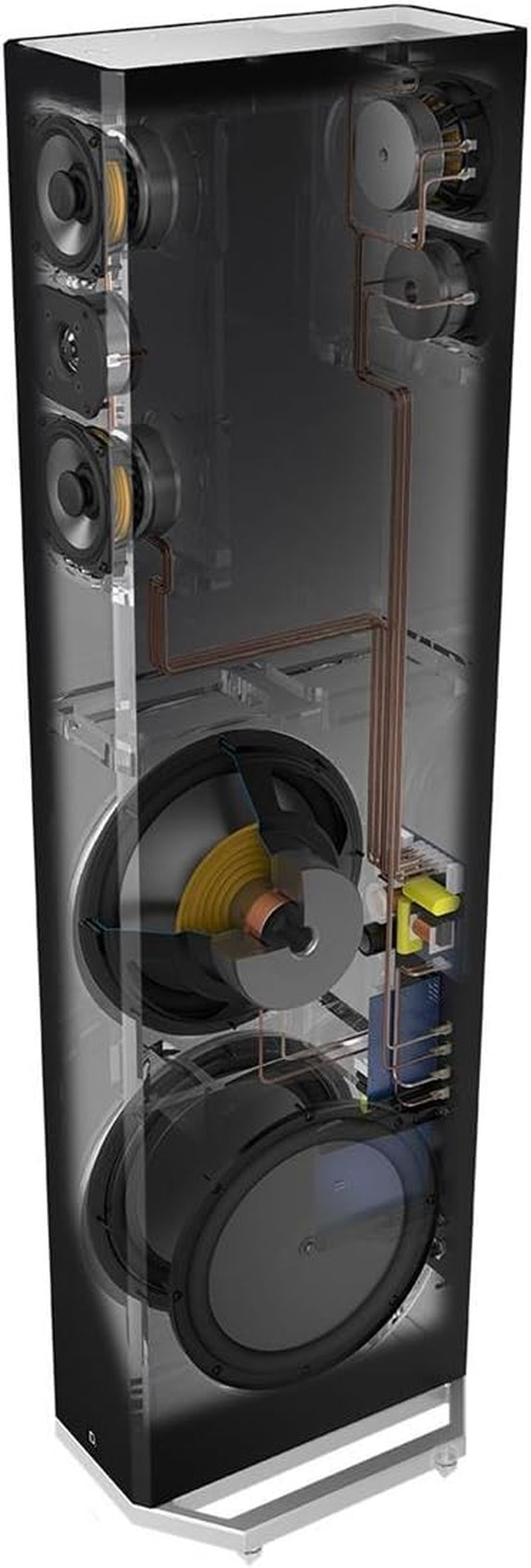 BP-9060 Tower Speaker Built-In Powered 10” Subwoofer for Home Theater Systems High-Performance Front and Rear Arrays Optional Dolby Surround Sound Height Elevation