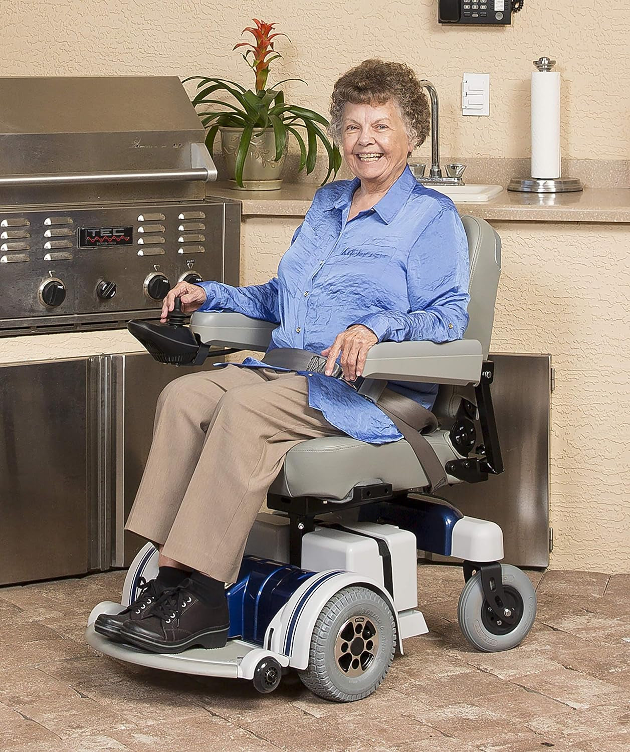 Electric Wheelchair - Motorized Power Chair and Mobility Scooter | LX-5 Blue Trim, 17-Inch Reclining Adult Seat