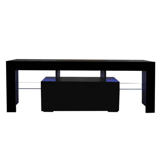 Entertainment TV Stand Large TV Stand 130×35×45CM TV Base Stand with LED Light TV Cabinet Black/White[Us-Stock]