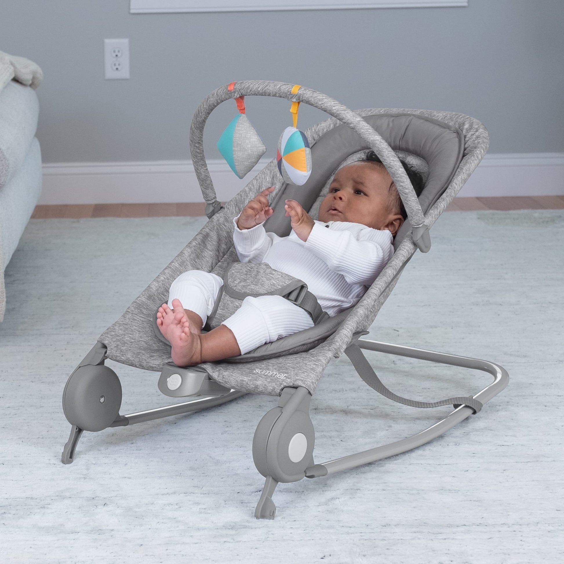 Summer by  2-In-1 Baby Bouncer & Rocker Duo, Light Gray Tweed