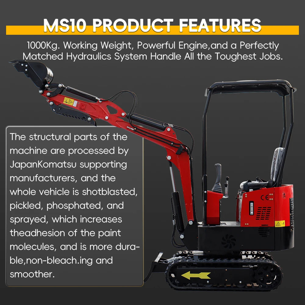 USA STOCK 1 Ton Mini Excavator Agricultural Hydraulic Small Excavators 1000 Kg with Crawler Digger Door to Door Delivery